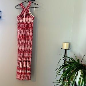 Red pattern maxi dress